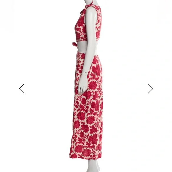 SIR the label Red and White Asymmetrical Floral Dress - Picture 3 of 4
